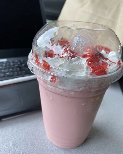 Epitome Berry Shake delicious but not thick and too small for the price   at Can't Believe It's Not Meat - Hyde Park in Chicago