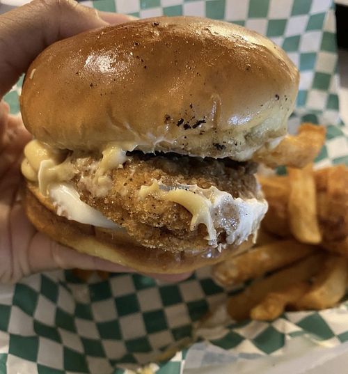 Delicious chicken sandwich   at Can't Believe It's Not Meat - Hyde Park in Chicago