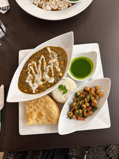 Saag Chana (vegan) with coconut milk  at Cilantro Indian Cafe in Cary