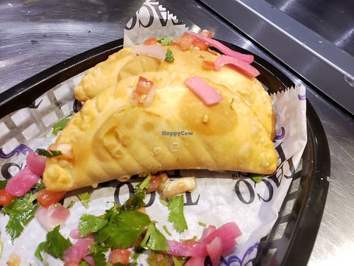 All vegan portabello empanadas!!! at Taco Bus in Orlando