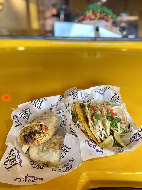 Burrito and tacos at Taco Bus in Orlando