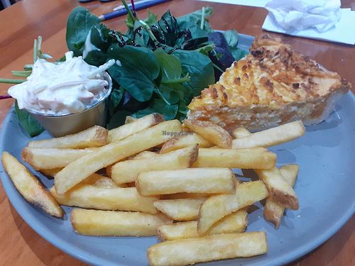 Vegan quiche with chips, salad and slaw at Sea Change  in South Shields