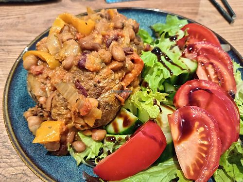 Bean chilli jacket potato, with side salad at Sea Change  in South Shields