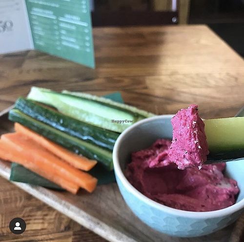 Vegan Beetroot houmous and crudités  at 50Nine in St Albans