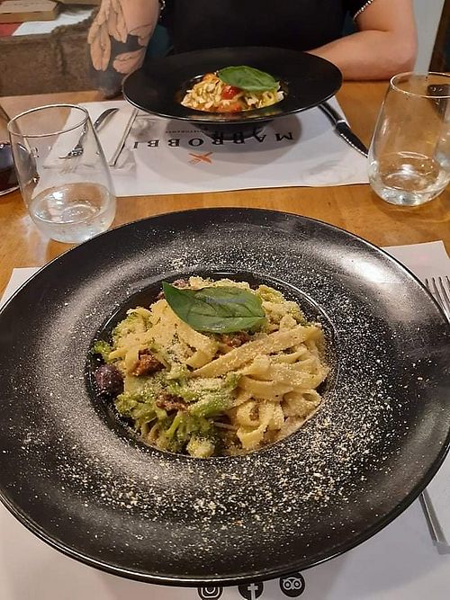 Pasta vegan at Marrobbio in Sliema