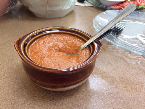Vegan tomato basil soup at Cafe Life in Marietta
