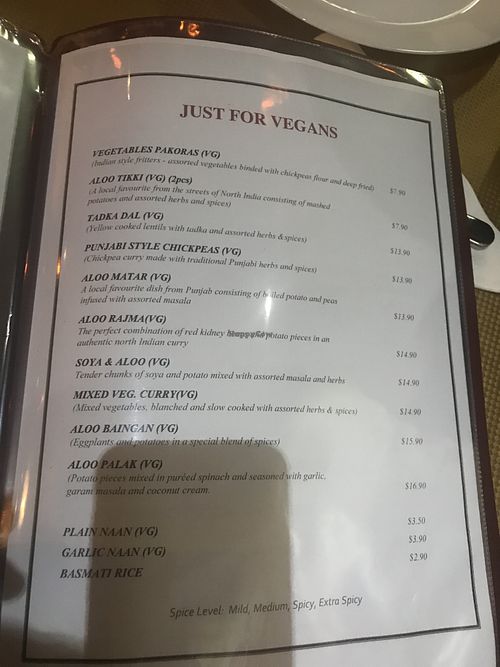 Full page of vegan options! at Jawani in Croydon Park