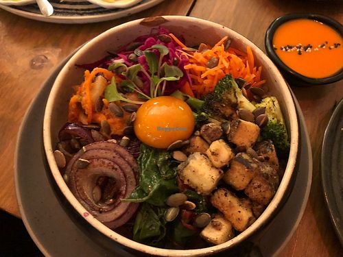 Bibimbap (with vegan egg yolk 😍)  at O Gambuzino in Lisbon