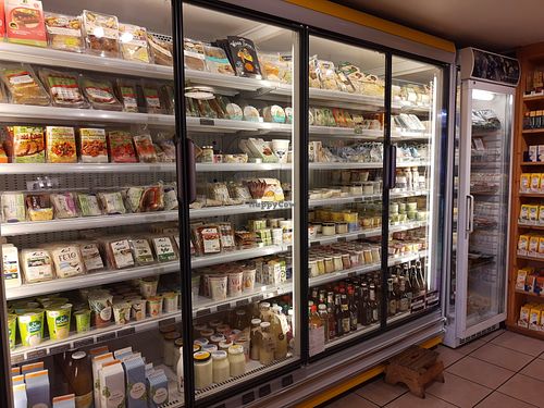 Refrigerated section at Phoenix Bioladen in Biel