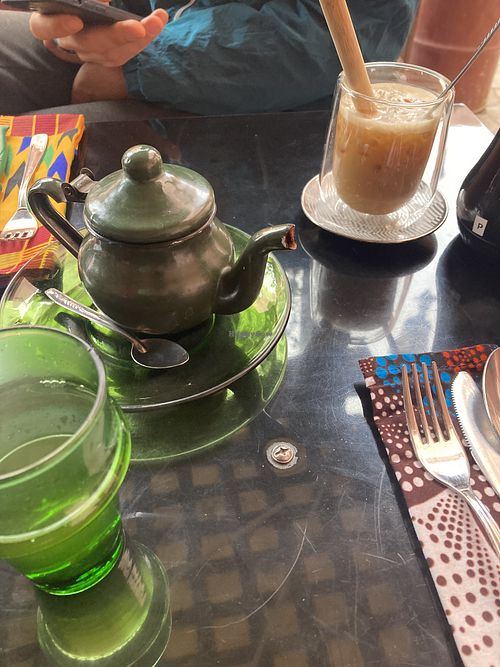 mint tea and iced coffee with oat milk  at Broc The Kasbah in Marrakech