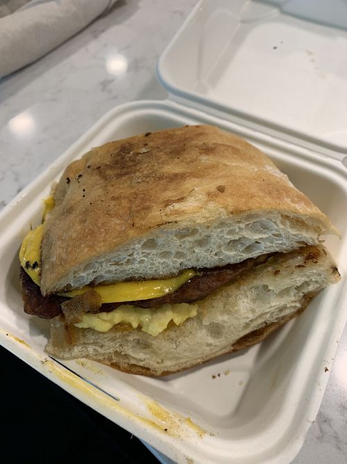 Vegan breakfast sandwich at The Velvet Pig in Lake Charles