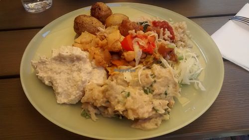 Buffet with hummus and moutabal at Hermitage in Stockholm
