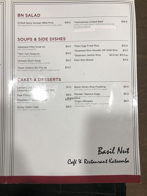 Page three, all meals with a V can be made vegan at Basil Nut in Katoomba