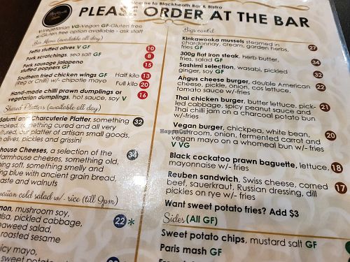 Menu at Blackheath Bar & Bistro in Blackheath