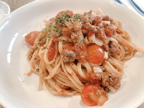 Linguine with impossible meat and tomato sauce at YEARS 素年 in Kowloon