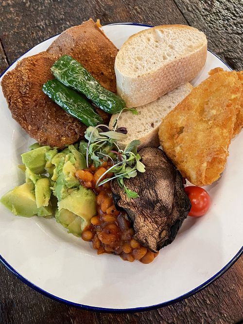 Vegan seitan breakfast  at BrewDog - Union Square in Aberdeen