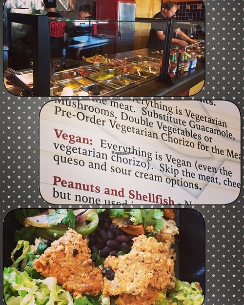 Vegan menu at Bandit Burrito in Johnston