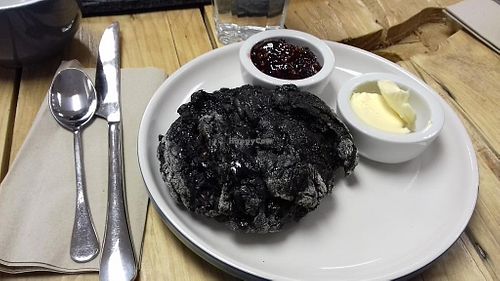 Charcoal scone - yes, was good! at The Frothy Bike Co in Dumfries