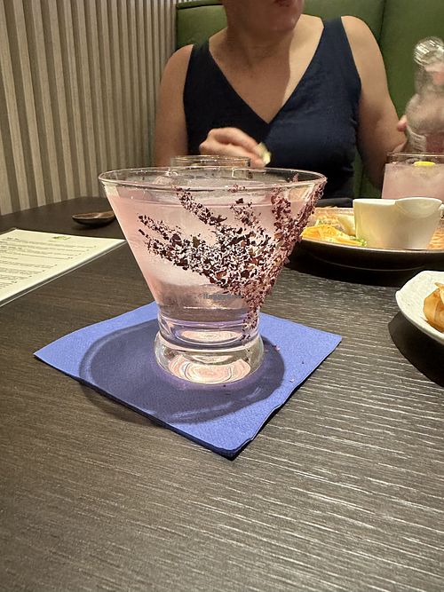 sakura fizz gin-based cocktail  at Suissi Vegan Kitchen  in Glasgow