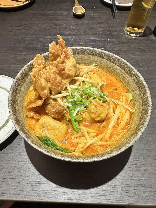 curry laksa with ramen noodles  at Suissi Vegan Kitchen  in Glasgow