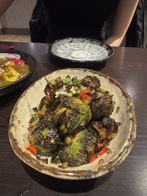 Salt & chilli Brussels   at Suissi Vegan Kitchen  in Glasgow