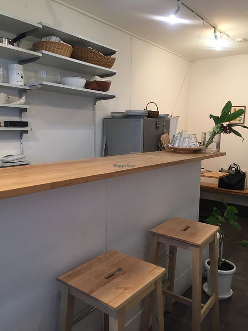 Quick vegan bite at the counter at Giving Tree Cafe  in Osaka