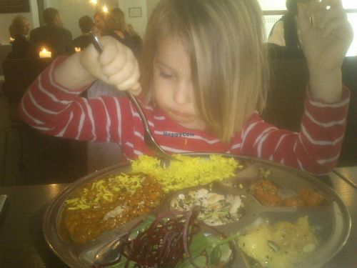 Sorry about the mobile phone pic quality. The dahl plate and a pleased customer here.  at Koloni Yogayama in Stockholm