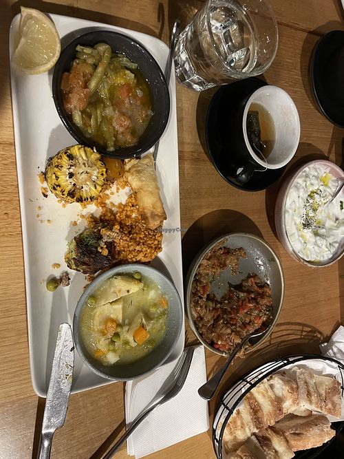Vegan plate. Sorry.  Thought of the photo halfway through the meal!!   at Taksim Square in Moonee Ponds