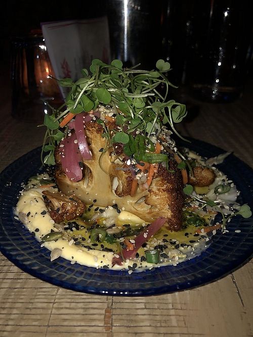 The Roasted Cauliflower was delicious! at Snack Boys Snack Bar in Milwaukee