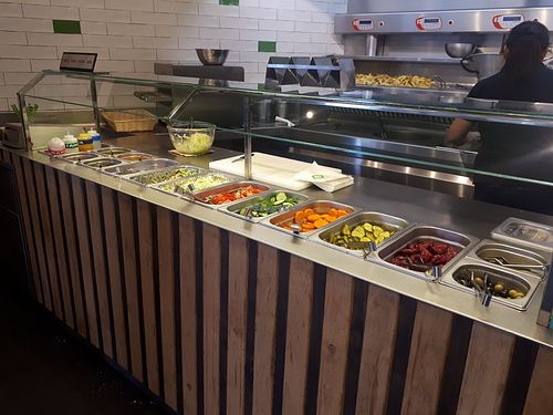Salad bar at Maoz in The Hague