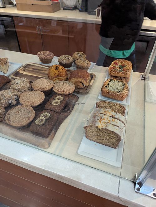 pastries along the right window and back, as well as those croissants are all vegan! at Bru Coffeebar in Los Angeles