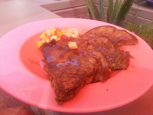 Vegan french toast and a side of fruit at Date & Thyme - Help Yourself in Key West