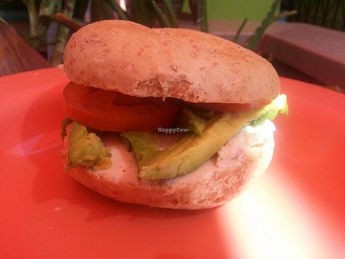 Bagel with cashew 'cream cheese' tomato and avocado at Date & Thyme - Help Yourself in Key West