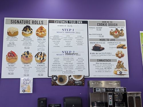 So many luscious choices to put your personal touch on your buns at Cinnaholic in Pearland
