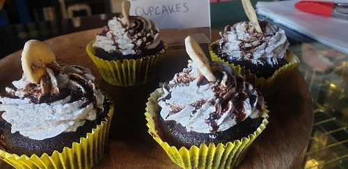Banana choc cupcakes at Lisica Cafe in Maribyrnong