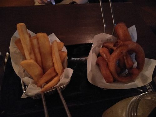 Fries & beer battered onion rings. at Bootlegger in Koh Samui