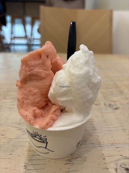 Strawberry and lemon flavors  at Setouchi Gelato Mare in Takamatsu