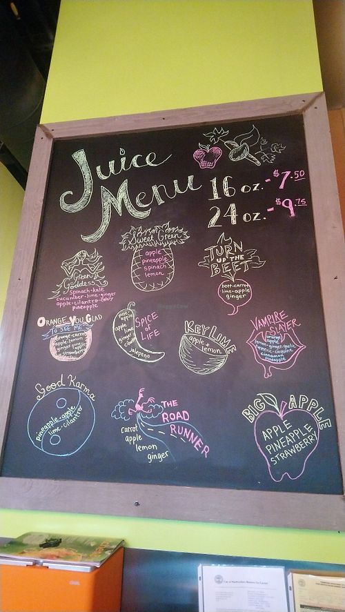 Juice menu at Juicy's Wellness Cafe in Murfreesboro