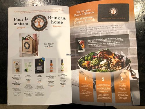 Menu 6/6 at Copper Branch - Des Galeries in Quebec