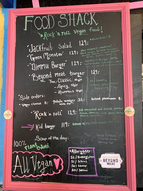 Menu at Food Shack in Oslo