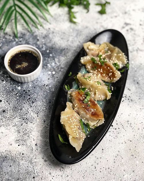 “Gyoza dumplings with vegetables and ginger soy sauce” at Monstera in Krasnodar