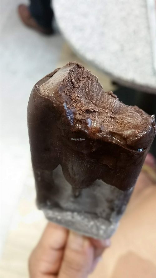 Double chocolate ice cream at Hotel Chocolat in Cardiff