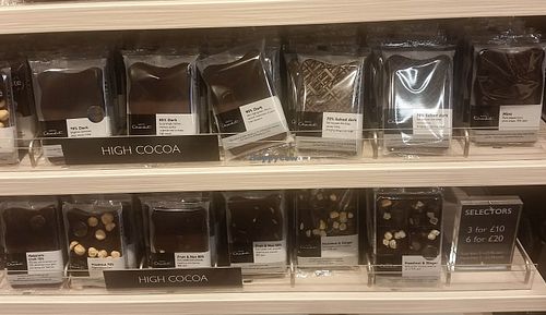 Chocolate slabs at Hotel Chocolat in Cardiff