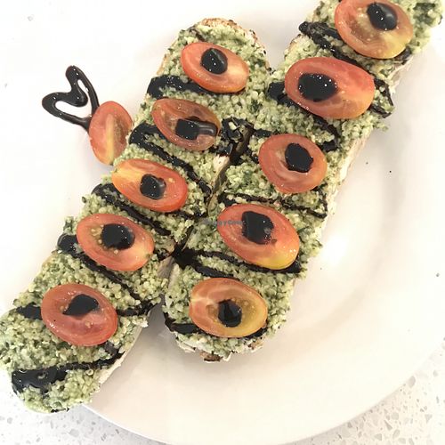 Bruschetta pesto toast at Whole Sol Blend Bar in Boulder