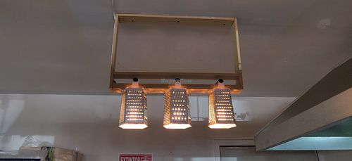 Lights made by owners at Ruro's Cocina Urbana & Soy Veggie in Tijuana