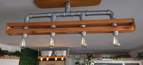Lights made by owners at Ruro's Cocina Urbana & Soy Veggie in Tijuana
