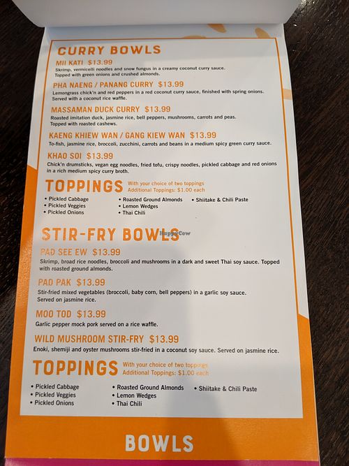 menu at YAY! THAI in Saskatoon