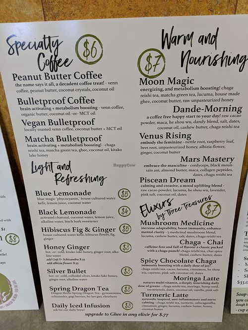 menu at Soul Foods in Saskatoon
