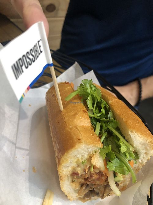 Impossible meat bahn mi  at NamNam - Plaza Singapura in Central Singapore