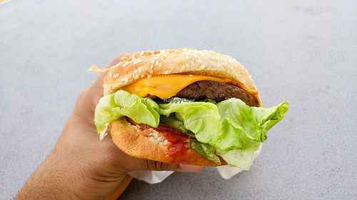 Vegan cheeseburger at Covina Tasty in Covina